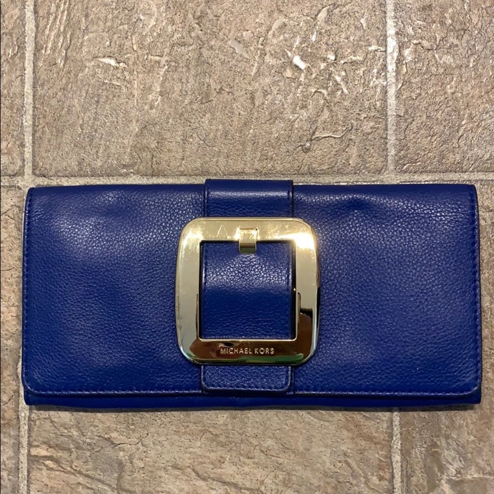 Michael Kors Royal Blue Buckle Clutch
